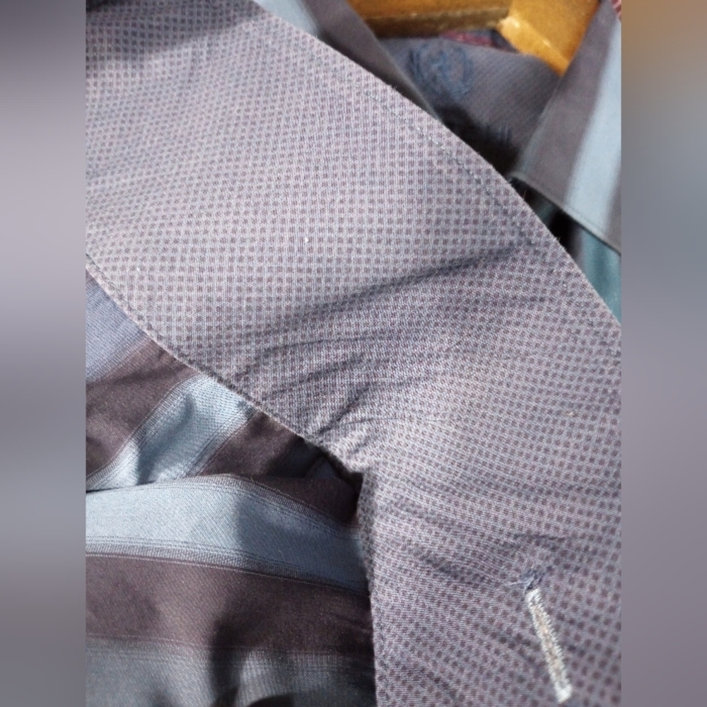 XL EUC Mens Bugatchi Uomo Blue Striped Luxury Shirt High End Preppy Rich Club - Picture 3 of 4